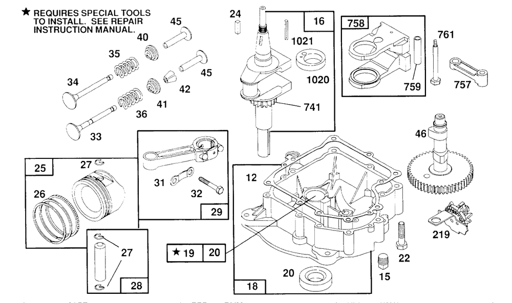 Sump Base Assembly Piston Diagram and Parts List for 259707-4007-XX  Briggs and Stratton Engine